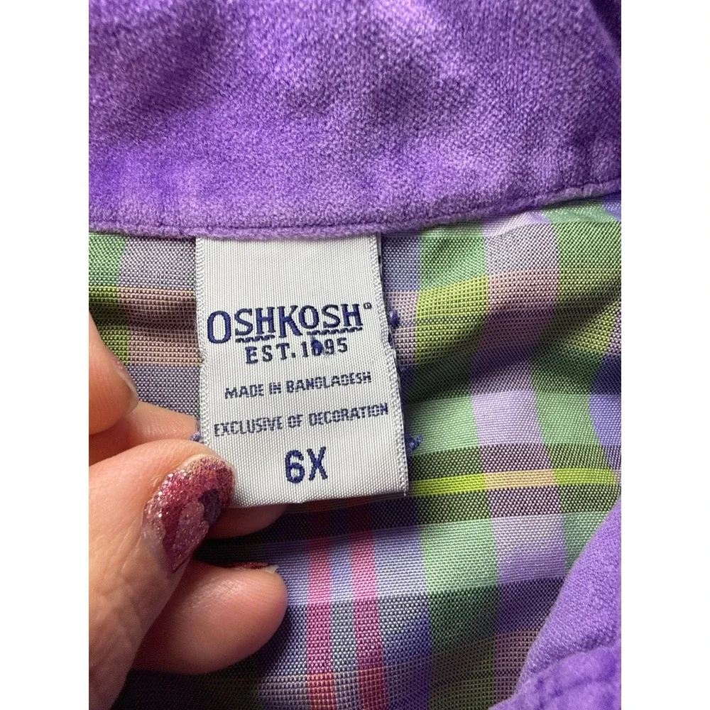 OshKosh Bgosh Girls Purple Corduroy Ruffle Hem Shirt‎ Dress Jacket Size 6X